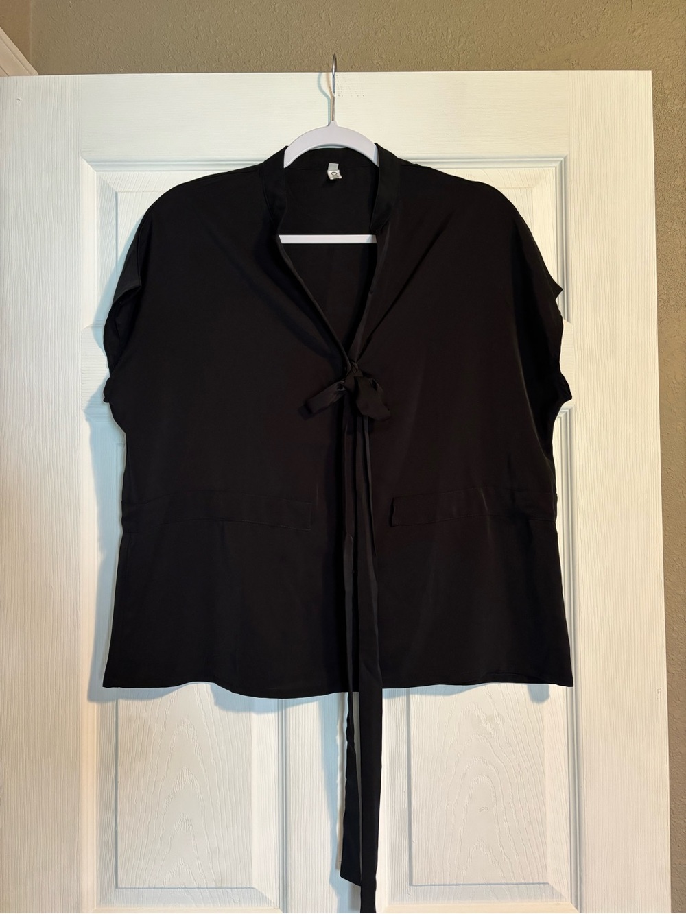 Classic Black Tie-Front Blouse
